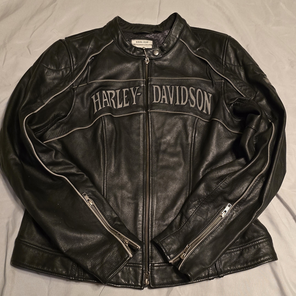 Women's Harley-Davidson Black Leather Jacket With Reflective Logos